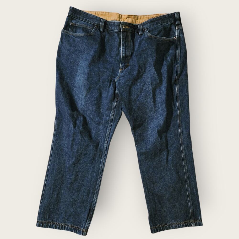 Duluth Trading Jeans Men's 42x27 Blue Denim Straight Leg Dark Wash Durable